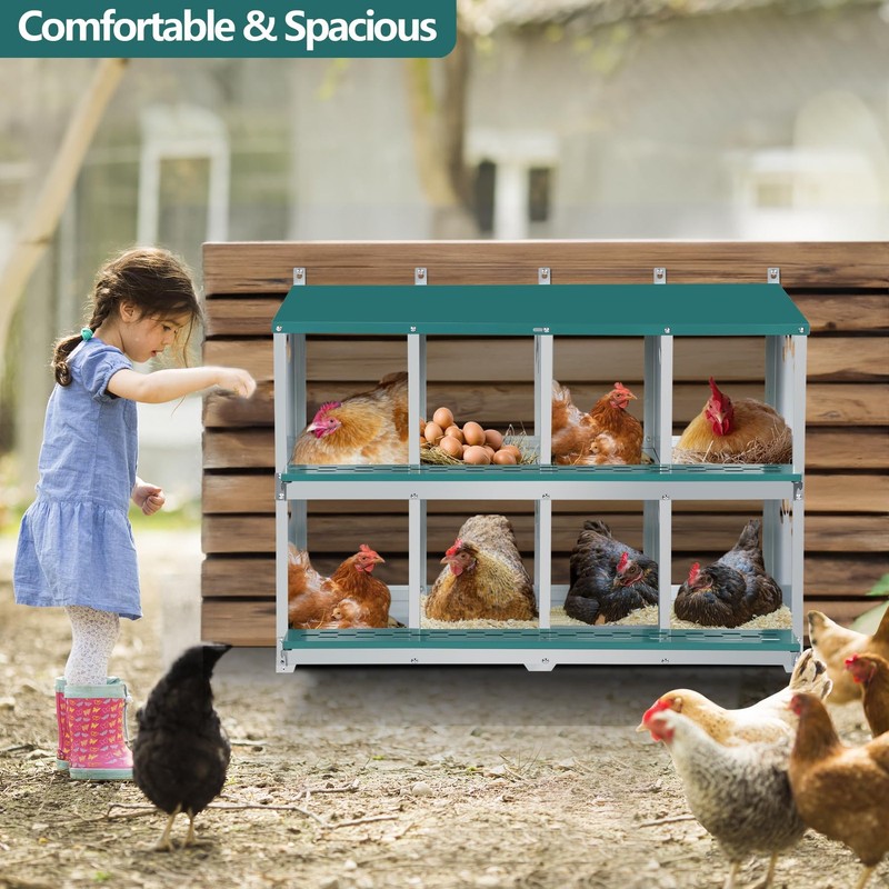 Toriexon Chicken Nesting 8 Compartment Metal Nesting Wall Mountable Nesting gallery