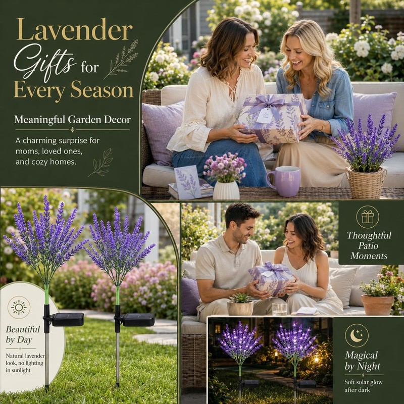 6-Pack Waterproof Lavender Solar LED Flower Lights for Outdoor Garden Yard Patio gallery
