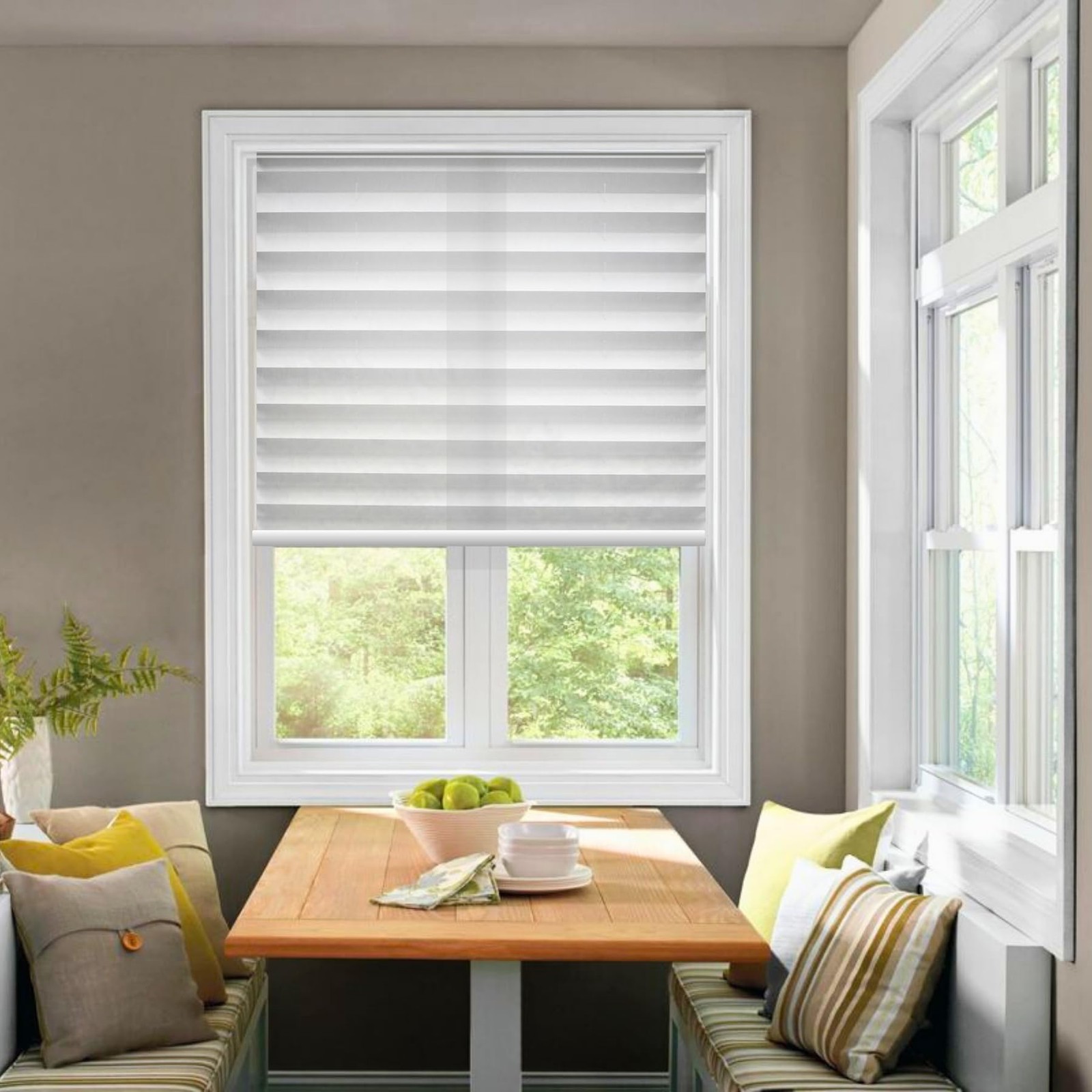 Cordless Pleated Window Shades, Easy Install, No Drill No Tools, White, Light... gallery