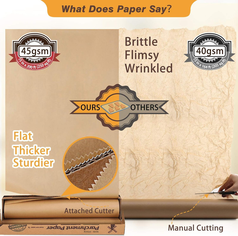 Unbleached Parchment Paper for Baking, 15 in X 200 Ft, 250 Sq.Ft, Baking Paper, gallery