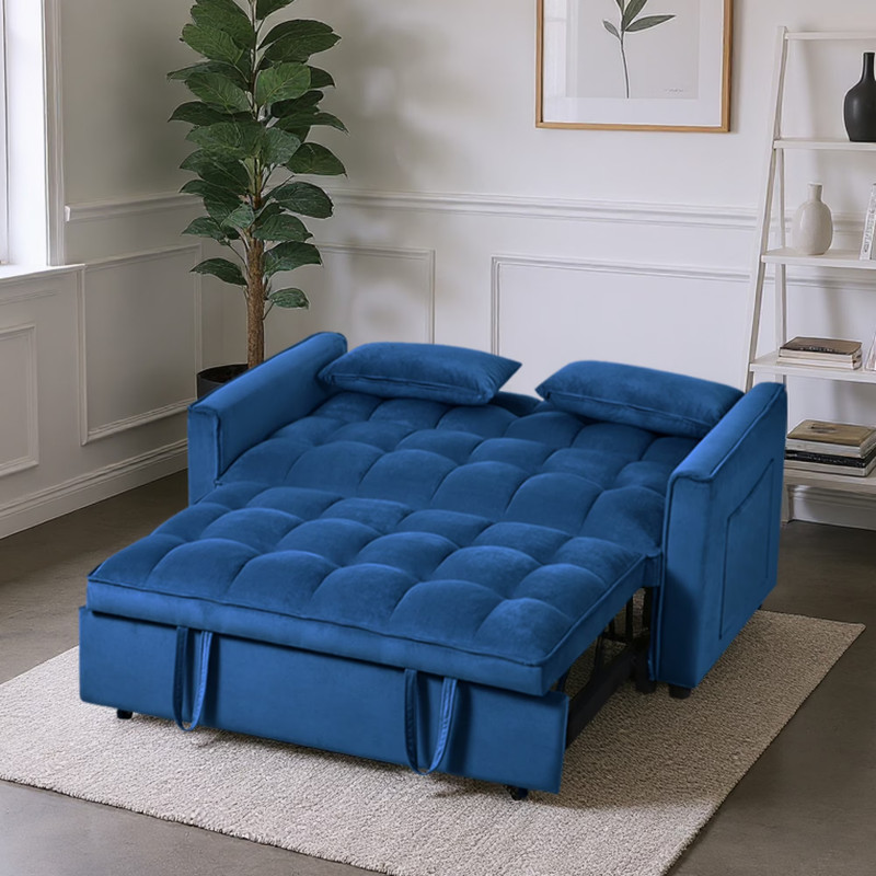 52.75" Convertible Sleeper Sofa Bed Pull Out Couch Loveseat Adjustable Backrest gallery