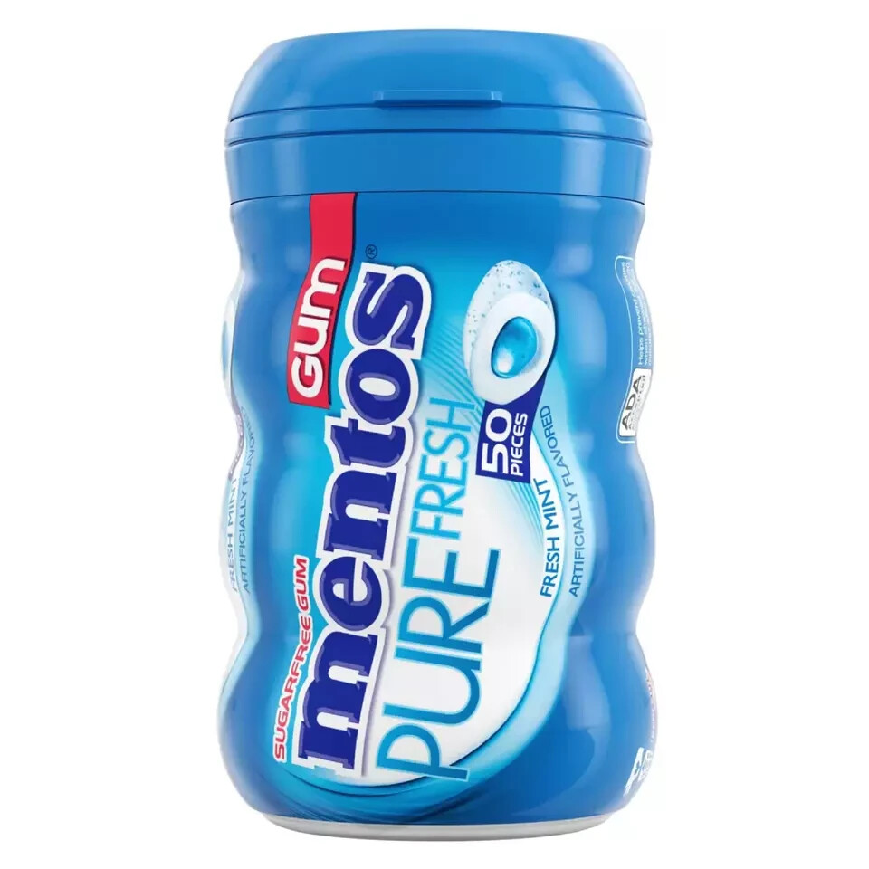 Full Box 6x Bottles Mentos Pure Fresh Mint Flavor Gum, 50 Pieces Each - 3.53oz gallery