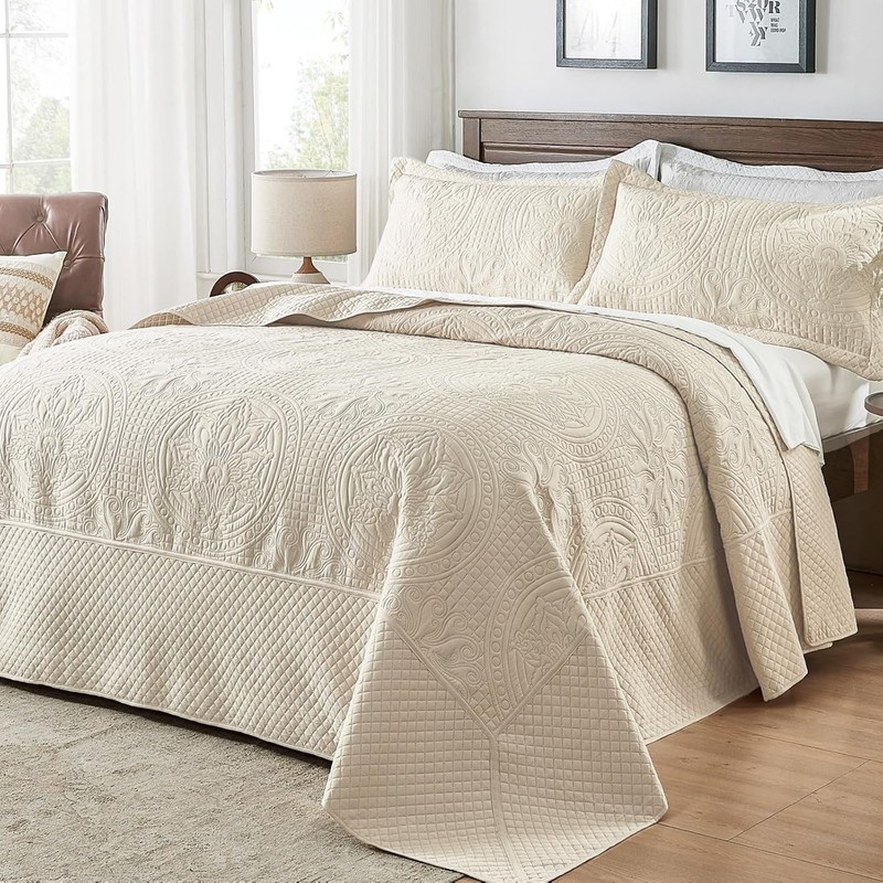Oversized King Bedspread 132x 120, Extra Wide Alaska King Bedspread, 3 Piece ... gallery