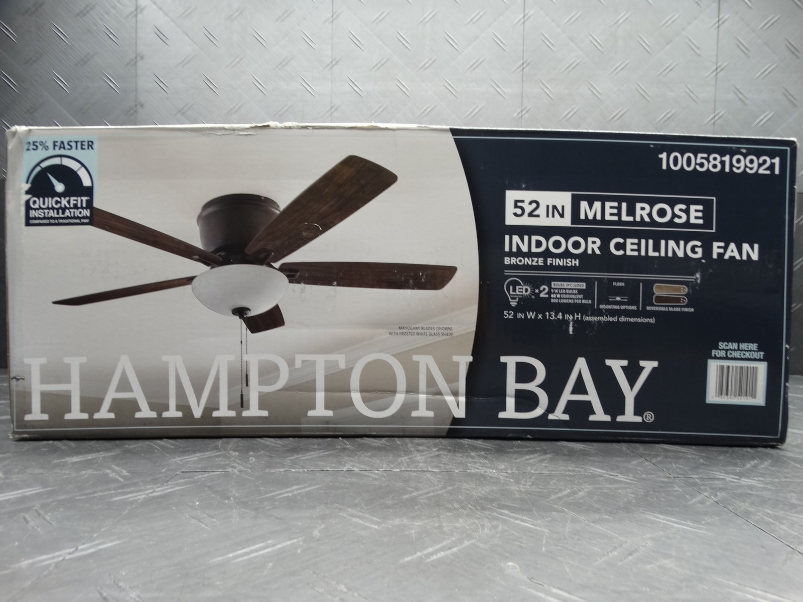 Hampton Bay Melrose 52 in. Indoor LED Hugger Bronze Dry Rated Ceiling Fan gallery