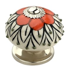 (1) Mascot Hardware CK338 Stone Pattern 1-3/5 in. 41mm Orange White Cabinet