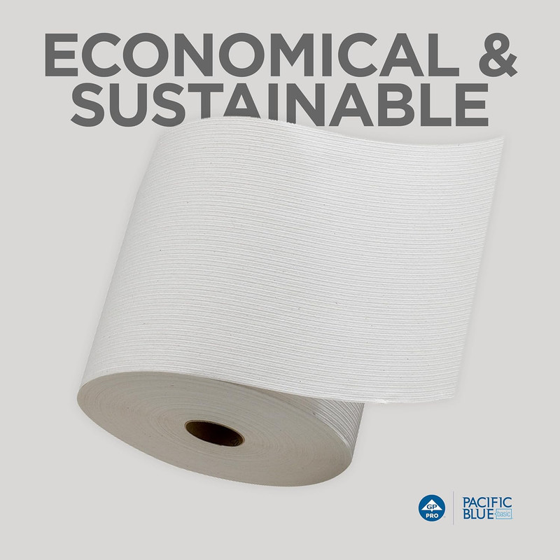 Georgia-Pacific Blue Basic Recycled Paper Towel Rolls by PRO, White, 26601, 800 gallery