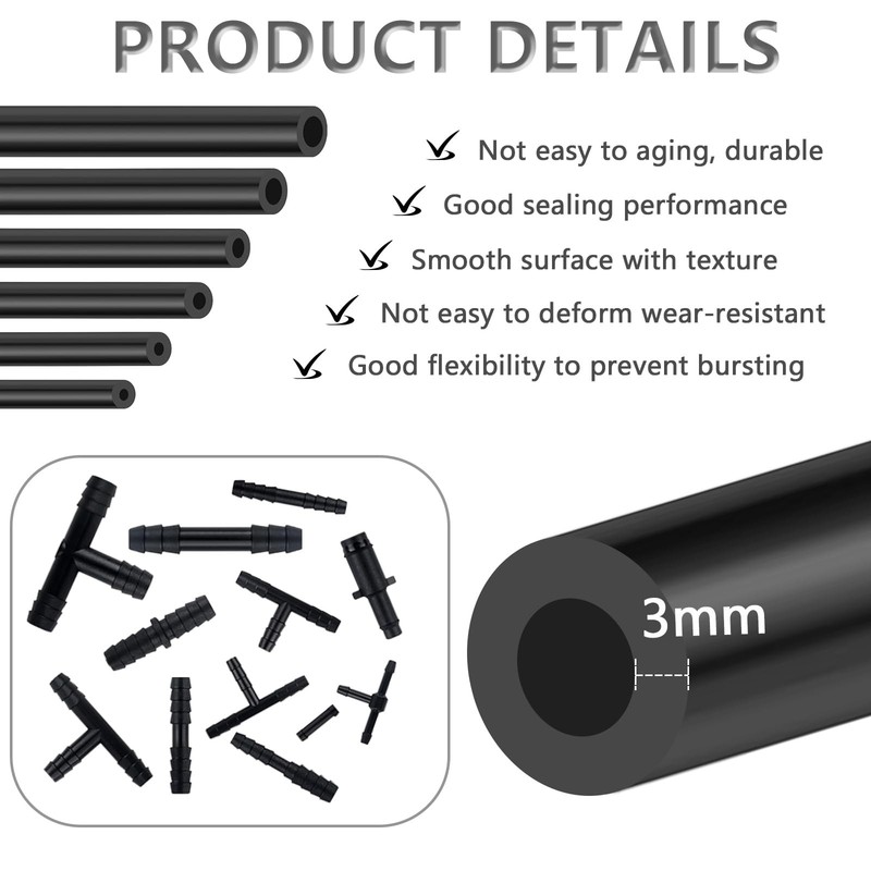 Multipurpose Vacuum Line Kit, 5Ft 6PCS 5 feet x 1/8 inch to 3/8 inch, 119PCS gallery
