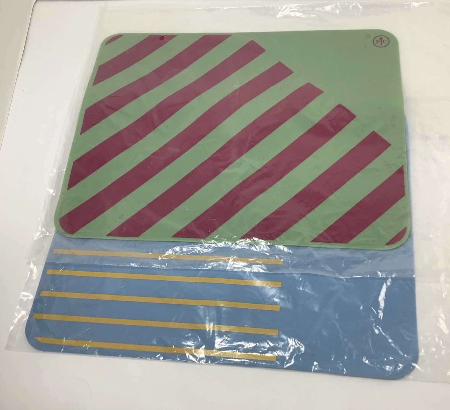 Pampered Chef Cupcake Muffin Baking Silicone 2 Mats Blue yellow Green red 9x11 gallery