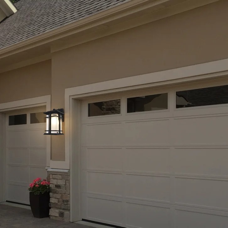 Lutec Craftsman Style LED Wall Lantern, Matt Black Aluminum with Glass Panels gallery