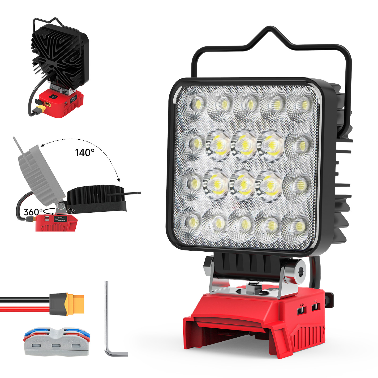 60W LED Work Light Compatible with Milwaukee 18V Battery,6000LM,USB Type-C gallery