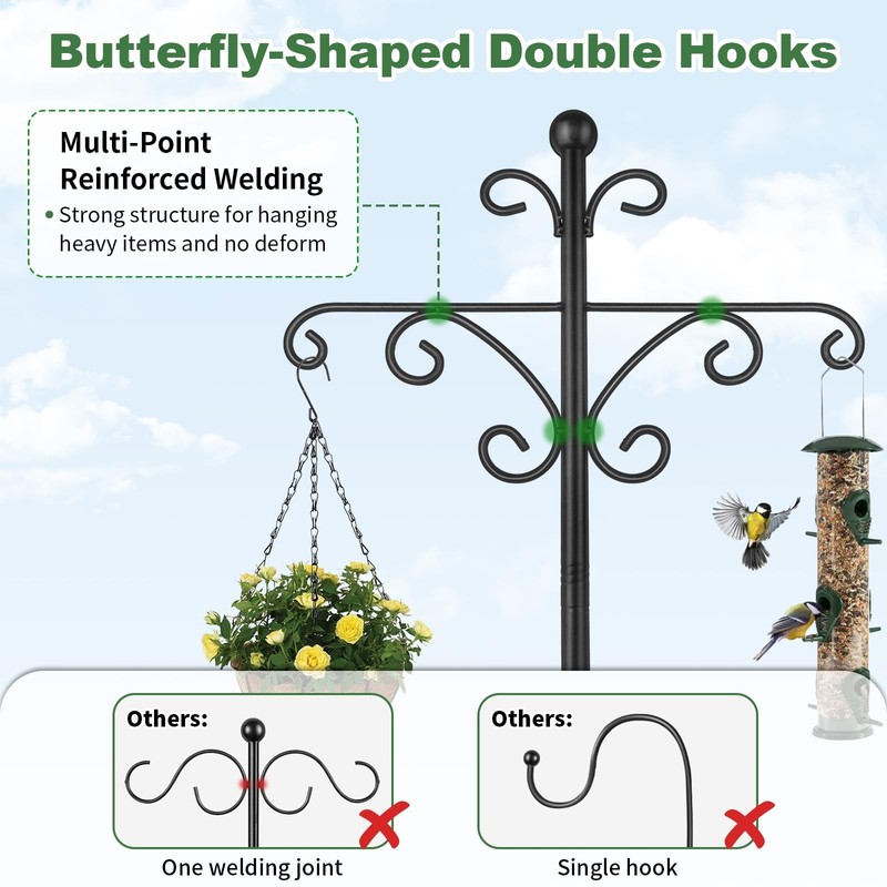 Shepherds Hooks for Outdoor, 2 Pack 76 Inch Heavy Duty Double Shepherds Hook ... gallery