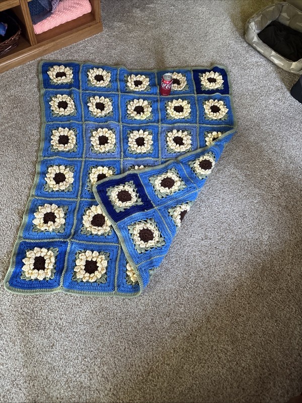 3’ X 4’ Crocheted Throw Featuring 3-D Flowers gallery