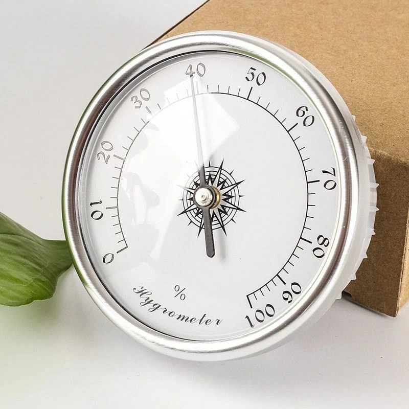 Premium Analog Hygrometer – All-Steel Silver Precision Humidity Gauge –1 Year W/ gallery