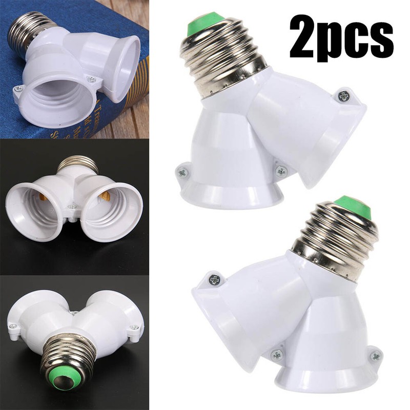 2 in 1 E27 Lamp Socket Splitter Adapter Light Double Y Bulb Base Stand Holder 2X gallery