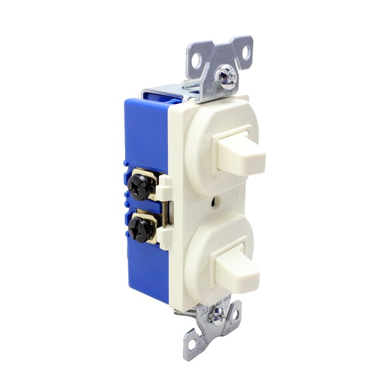 Cooper Almond Double Toggle Duplex Wall Light Switch 15A Single Pole 271A gallery