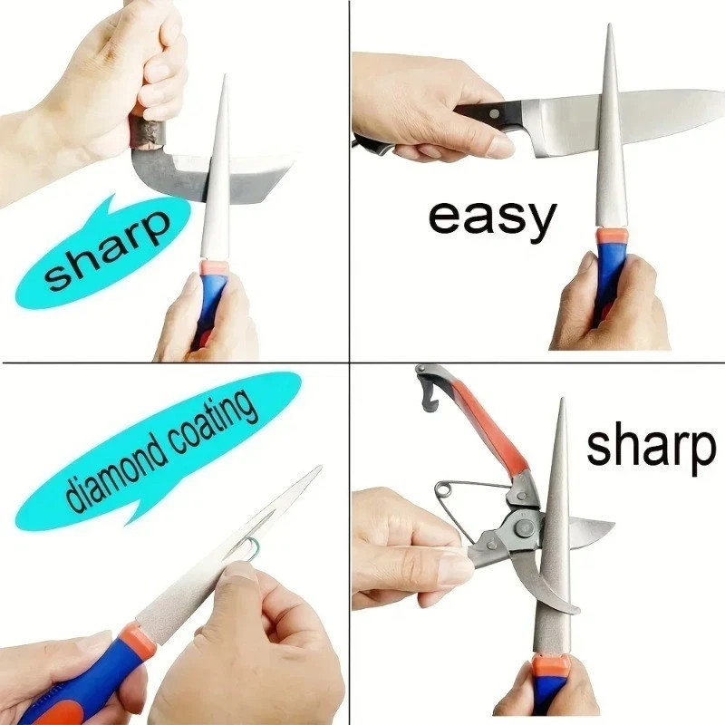 Diamond Sharpening Stone Double Sided Flat Curved Knife Sharpener Handle.. gallery