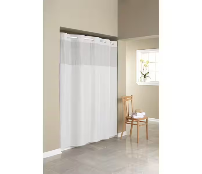 Hookless Shower Curtain 71" X 74" w/ Peva Liner Built in Snap Rings-SEALED! gallery