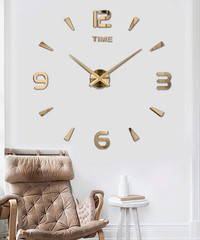 Large DIY Wall Clock Kit 3D Frameless Mirror Stickers Modern Home Office Decor G