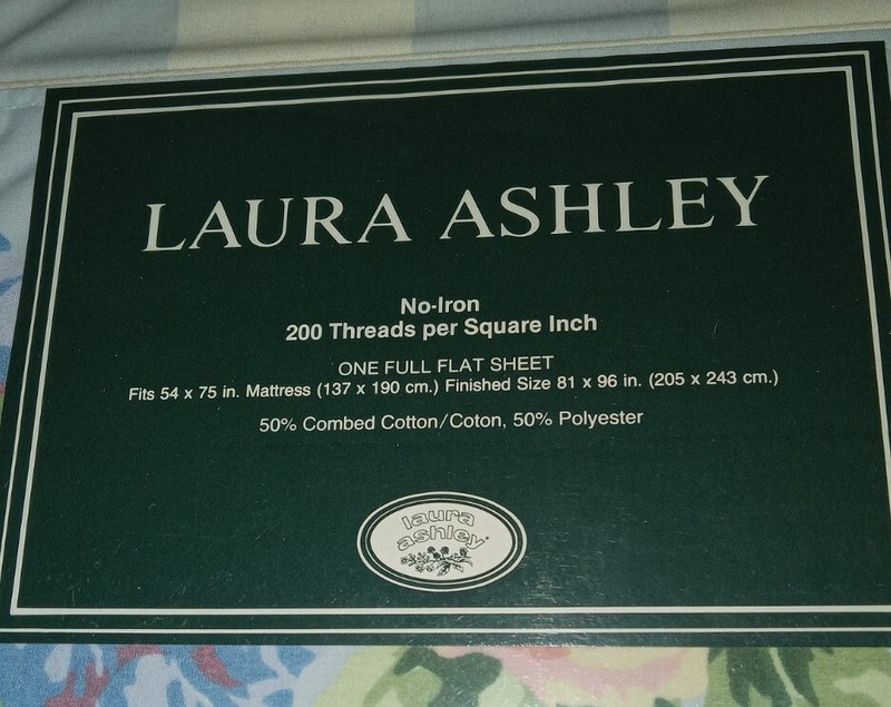 Laura Ashley Flat Sheet Geranium Stripe Full Flat Sheet 81" x 96" Finished NEW! gallery