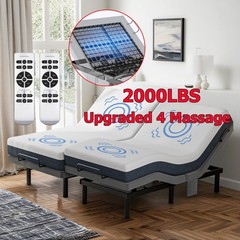 Split King Adjustable Legs Bed Frame with Massage and Remote USB for Recovery
