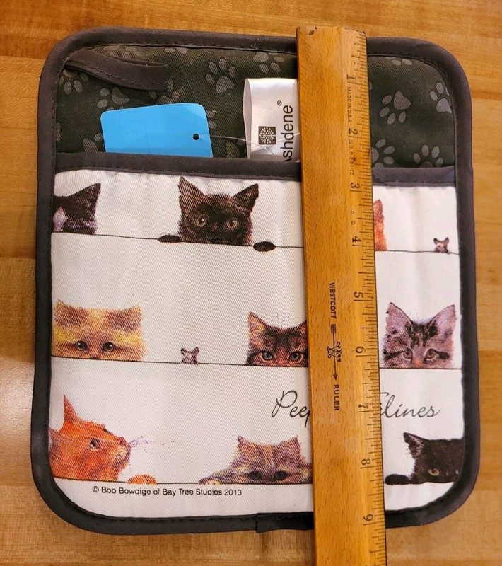 PEEPING FELINES BOB BOWDIGE CAT POTHOLDER- ASHDENE, CATS KITTENS PAWPRINTS- NWT gallery