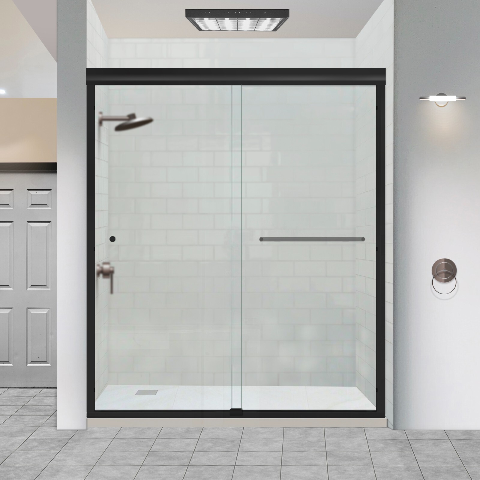 Bypass Glass Shower Doors Semi-Frameless Sorrento Economy 1/4" Tempered Glass gallery