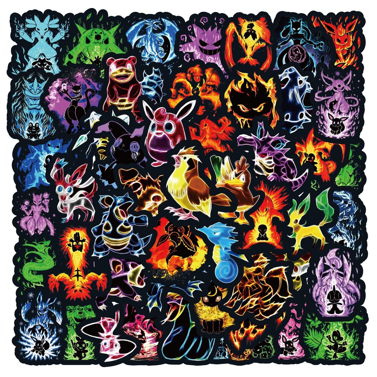 60PCS Neon Pokemon Stickers Waterproof Vinyl Laptop Water Bottle Skateboard Deca gallery