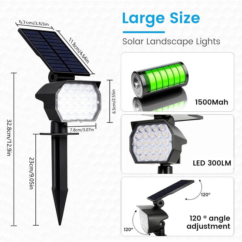 2Pack Solar Power LED Landscape Light Outdoor Garden Yard Pathway Lawn Spotlight gallery