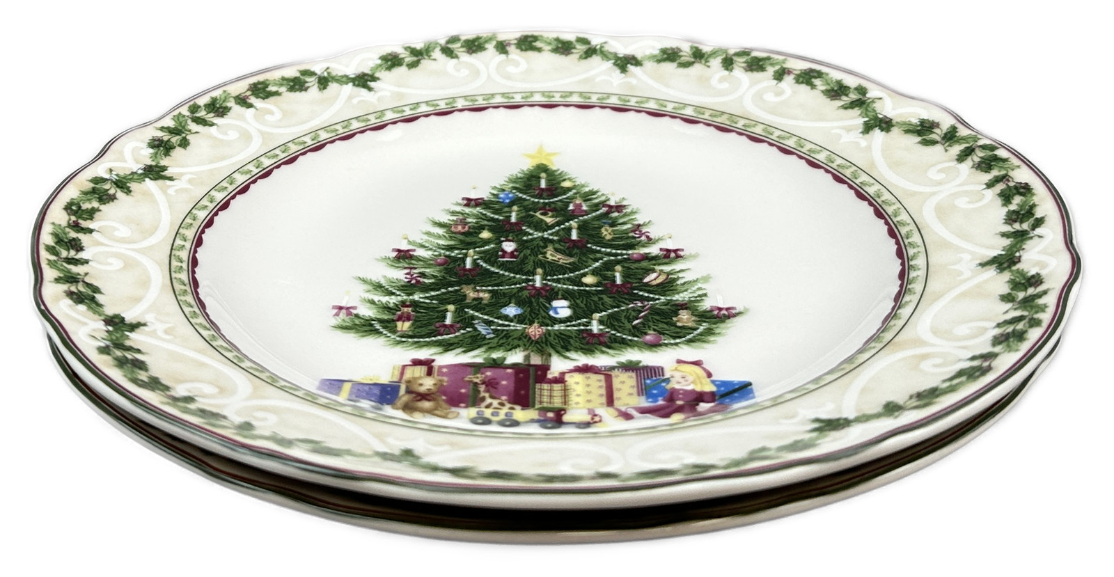 Noble Excellence Holly Tree Salad Plate Christmas Tree Set of 2 gallery