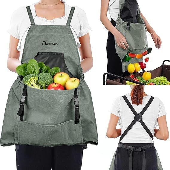 Gardening Apron with Pockets for Men Women, Farm Apron for Harvesting Picking... gallery