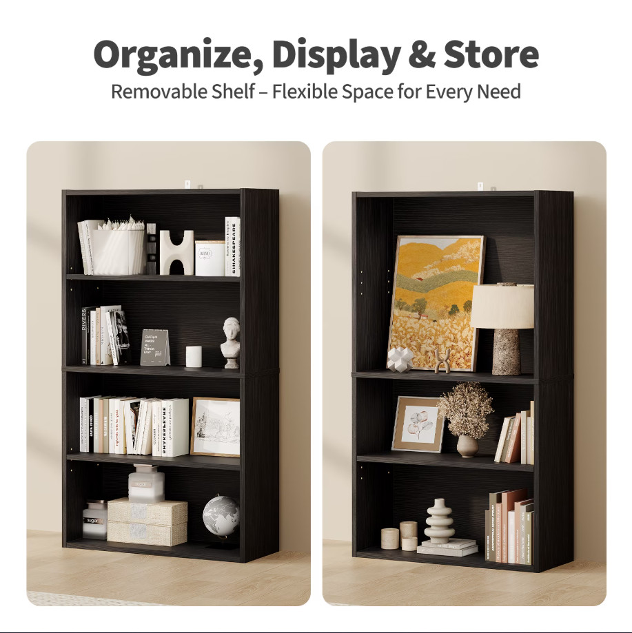 Tall Bookcase 4 Shelf Storage Organizer Adjustable Shelving Unit gallery