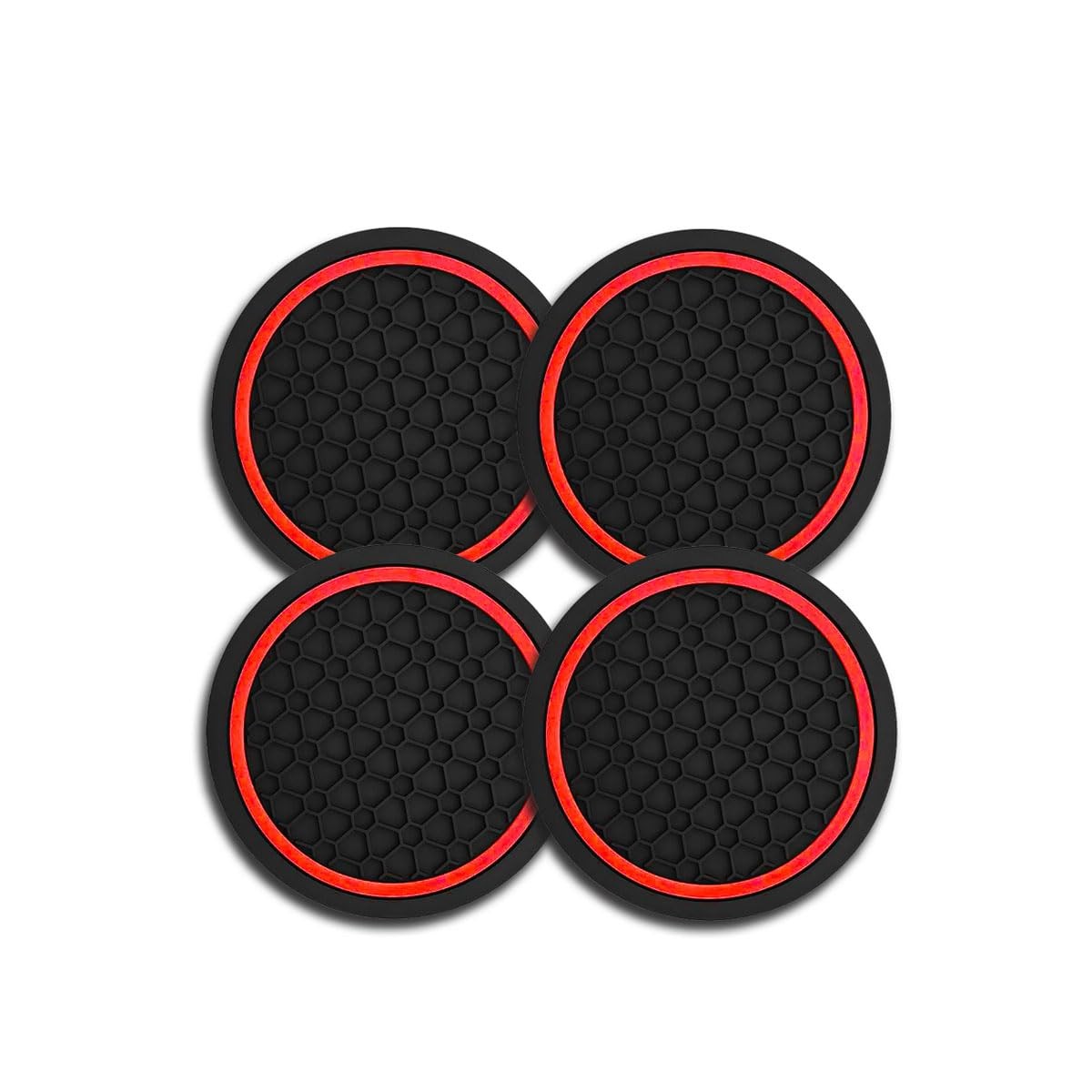 4PCS Car Cup Holder Coasters, Dustproof Automotive Interior Black/Red gallery