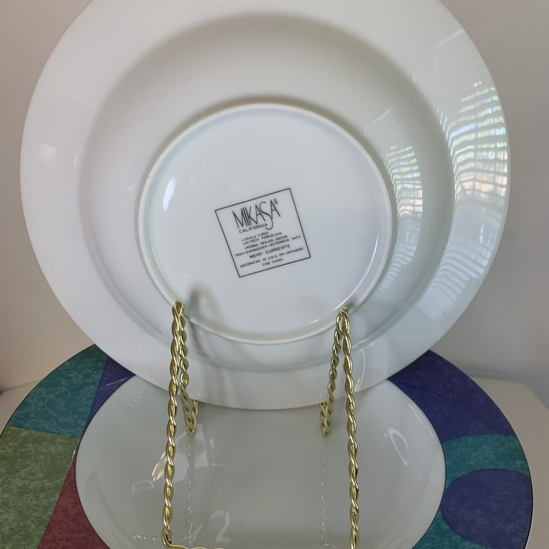 (4) Mikasa Currents Multicolor Rimmed Soup Bowls 8 1/2" - 16 Total Available gallery