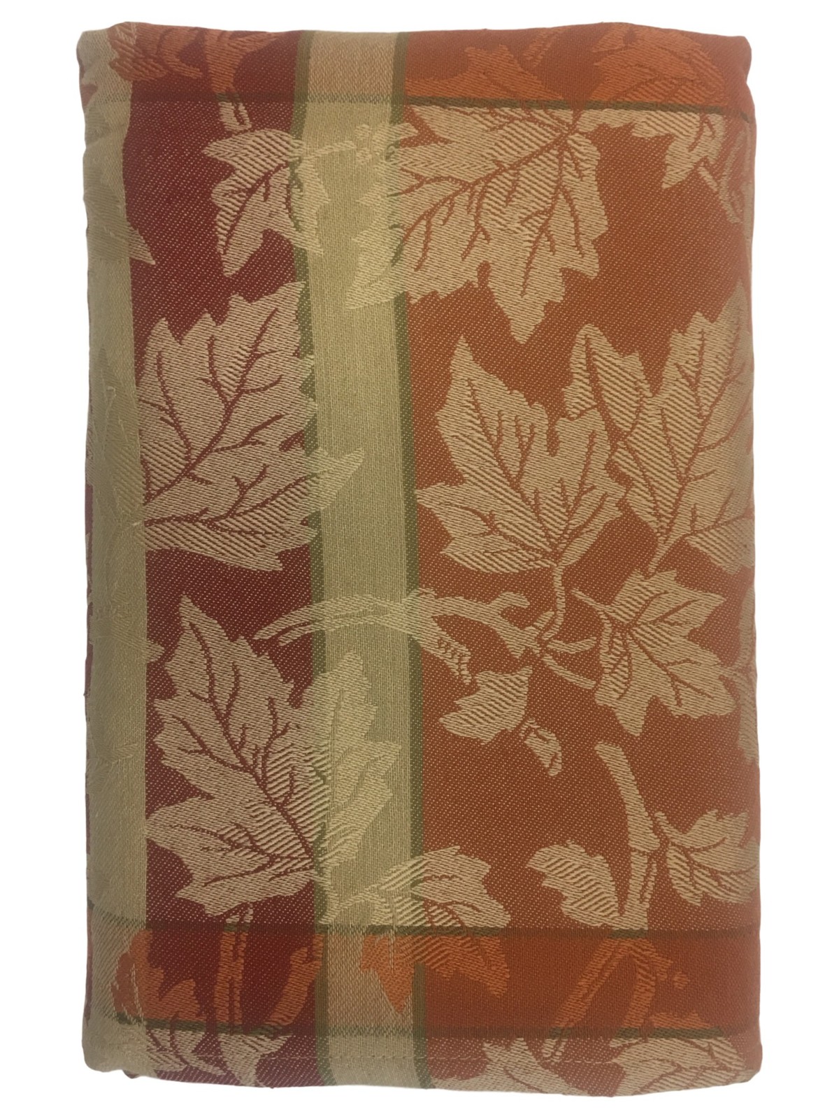 Mendocino Rust Copper Windowpane Plaid Leaf Fabric Tablecloth, 70" Round gallery