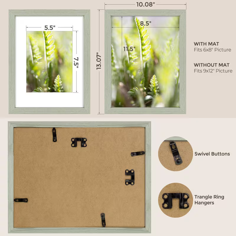 6 Pack Picture Frames Set Engineered Wood Gallery Wall Frame Set with Plexiglass gallery
