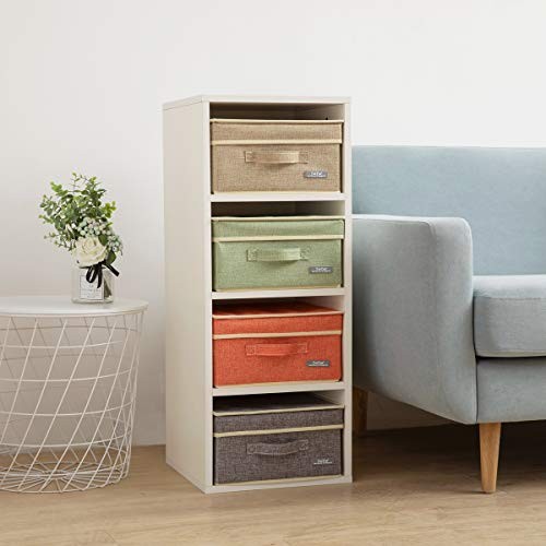 YueYue Small 4 Pack Fabric Stroage Box with Lids, 12.4in/12in/6.7in 4 color gallery