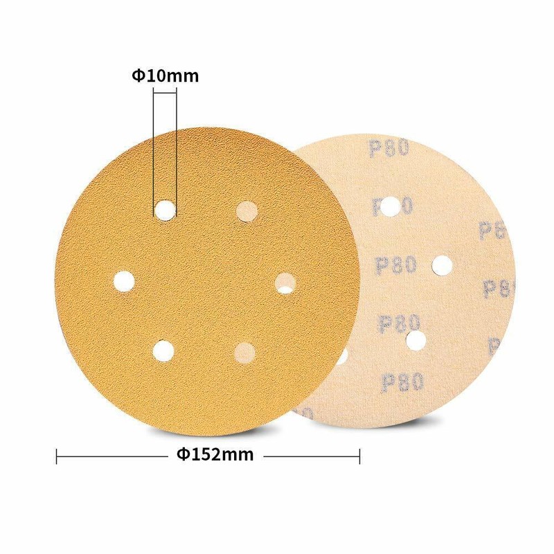 50/100PCS 6 inch Hook Loop Sanding Discs 80 120 180 Grit 6-Hole Sander Sandpaper gallery