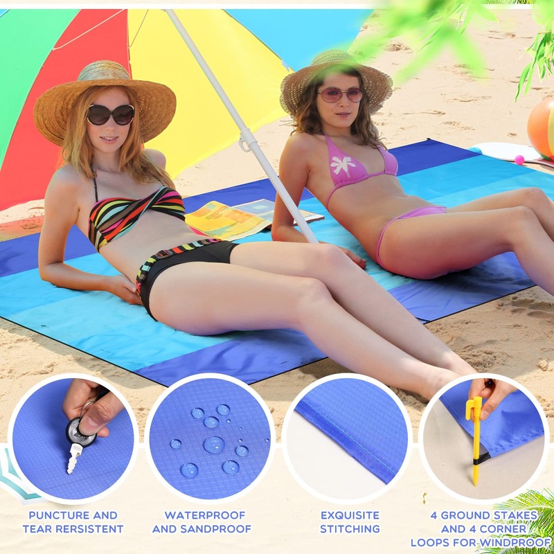 10 Sets Beach Blankets Bulk Sandproof 78 x 82'' Large Waterproof Picnic Blank... gallery