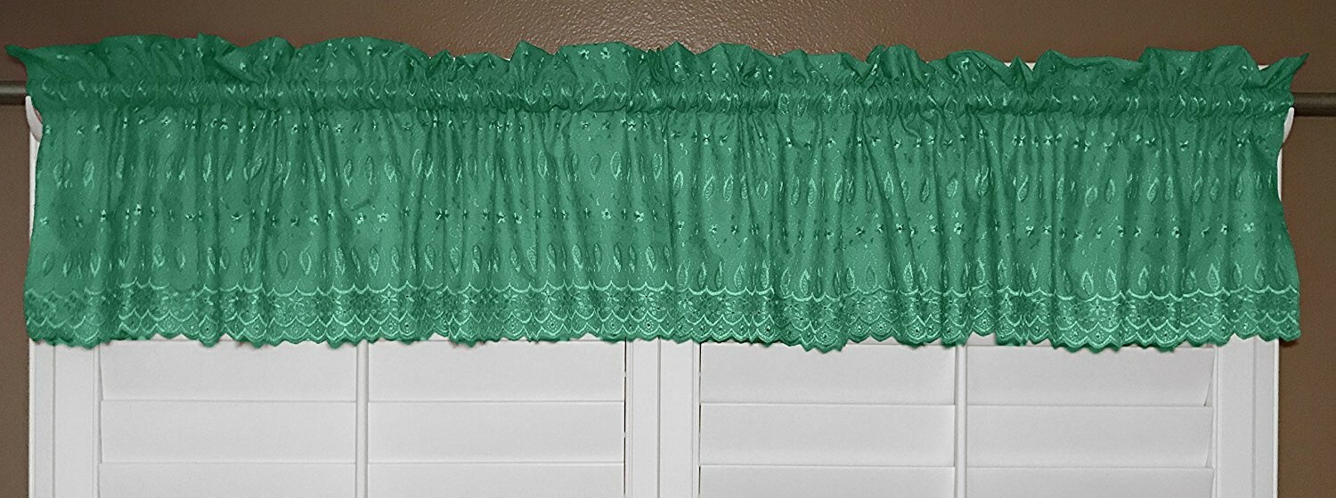Scalloped Bottom Cotton Eyelet Fabric Valance/Tier Window Treatment gallery