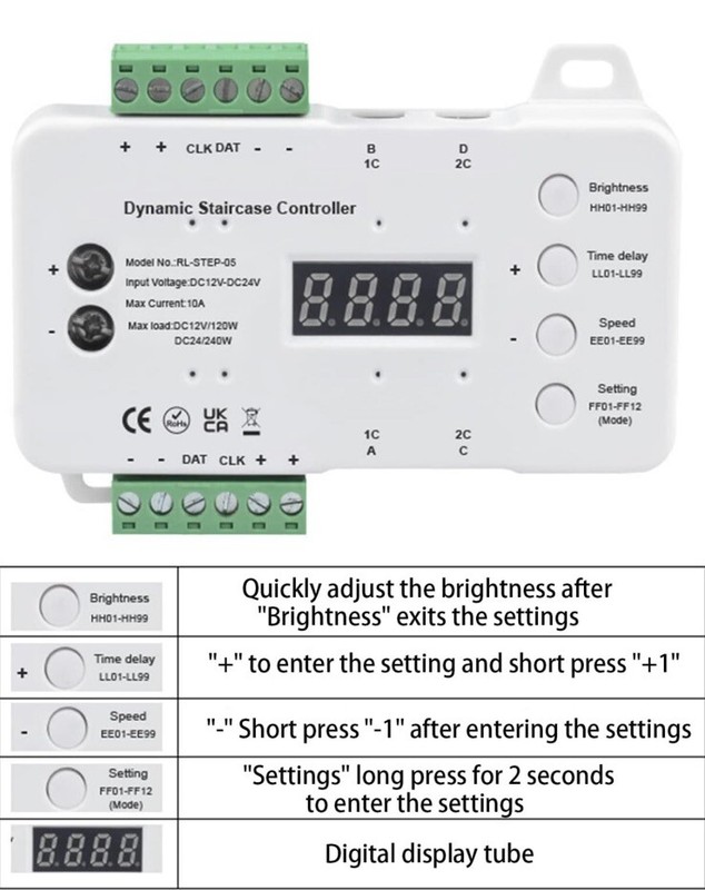 12 Mode Dynamic Motion Sensor LED Stair Light Controller w 2 Sensors gallery