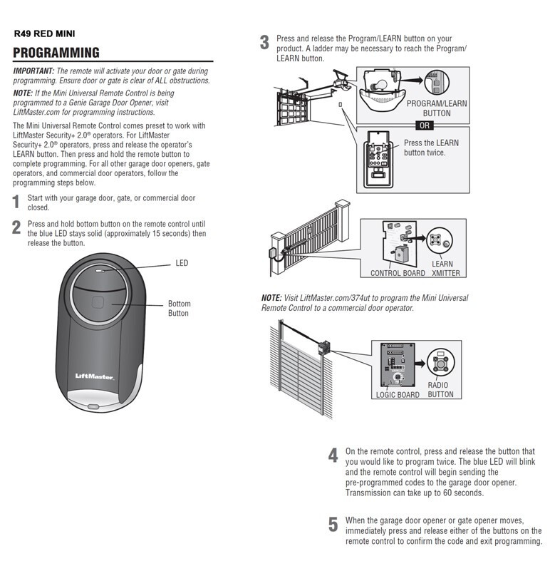 For Universal 374UT Liftmaster Chamberlain Craftsman Genie Multicode Linear gallery