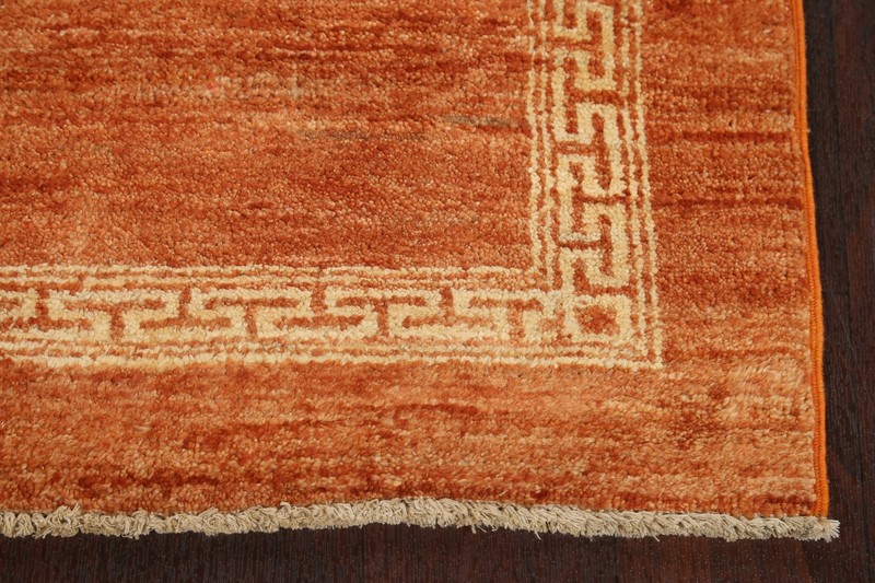 Bordered ORANGE Gabbeh Kashkoli Oriental Runner Rug Hand-knotted 2' 7" x 9' 0" gallery