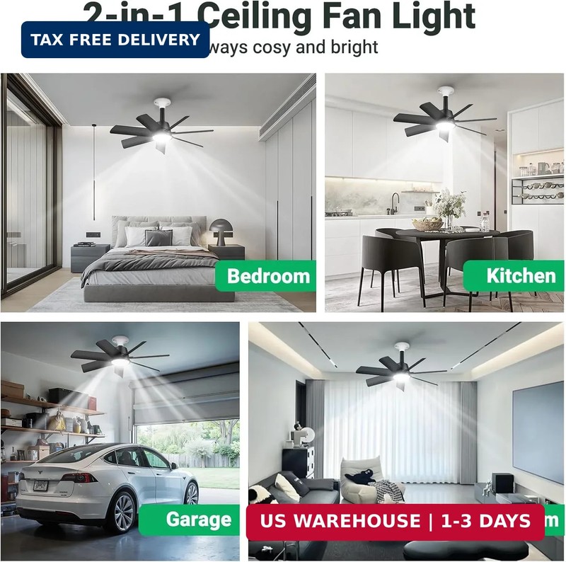 28in Socket Fan Light, 4000LM Ceiling Fans with Lights and Remote, 3000K-6500K 3 gallery