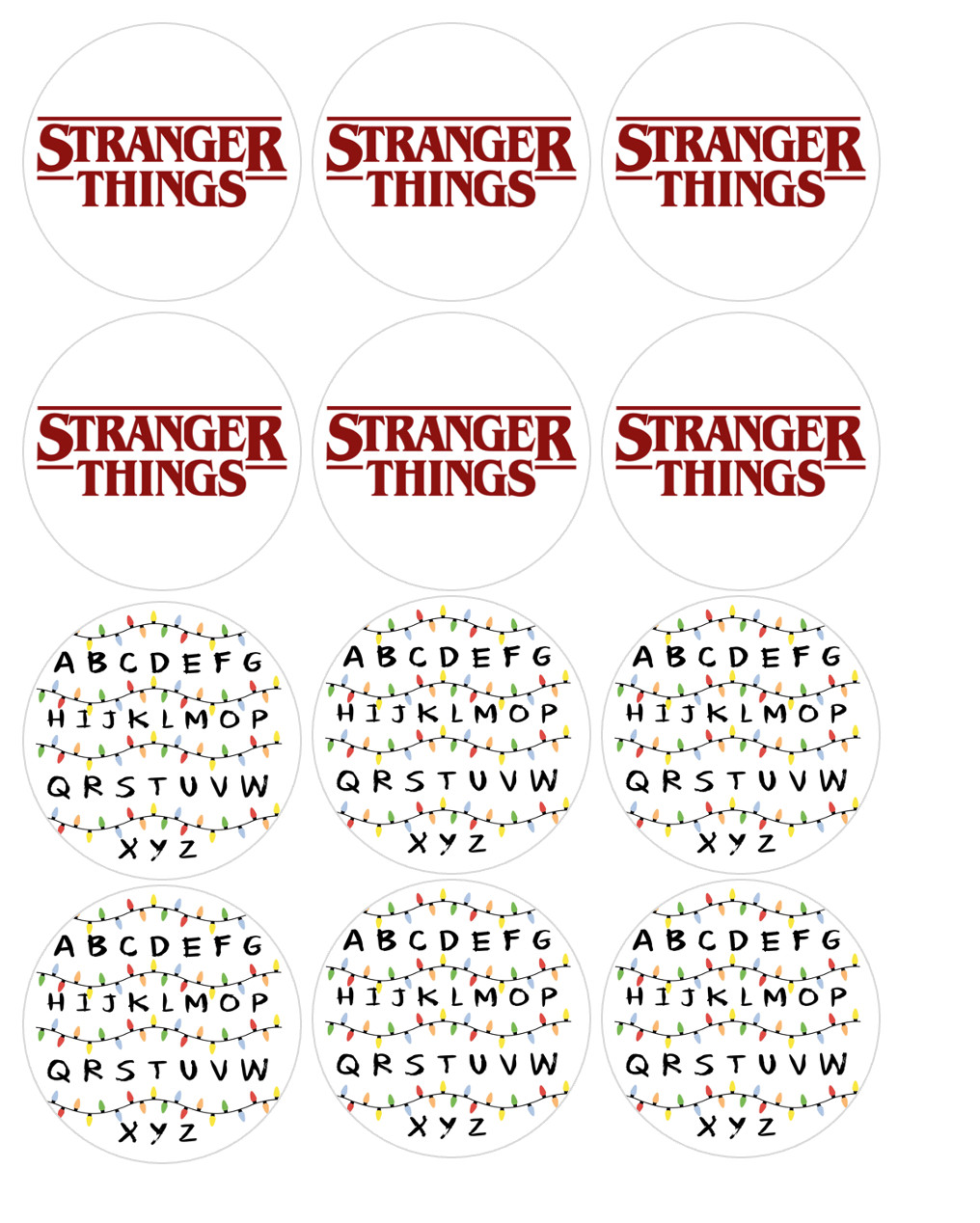 12 count Stranger Show Edible Image rounds, Wafer paper, pre cut gallery