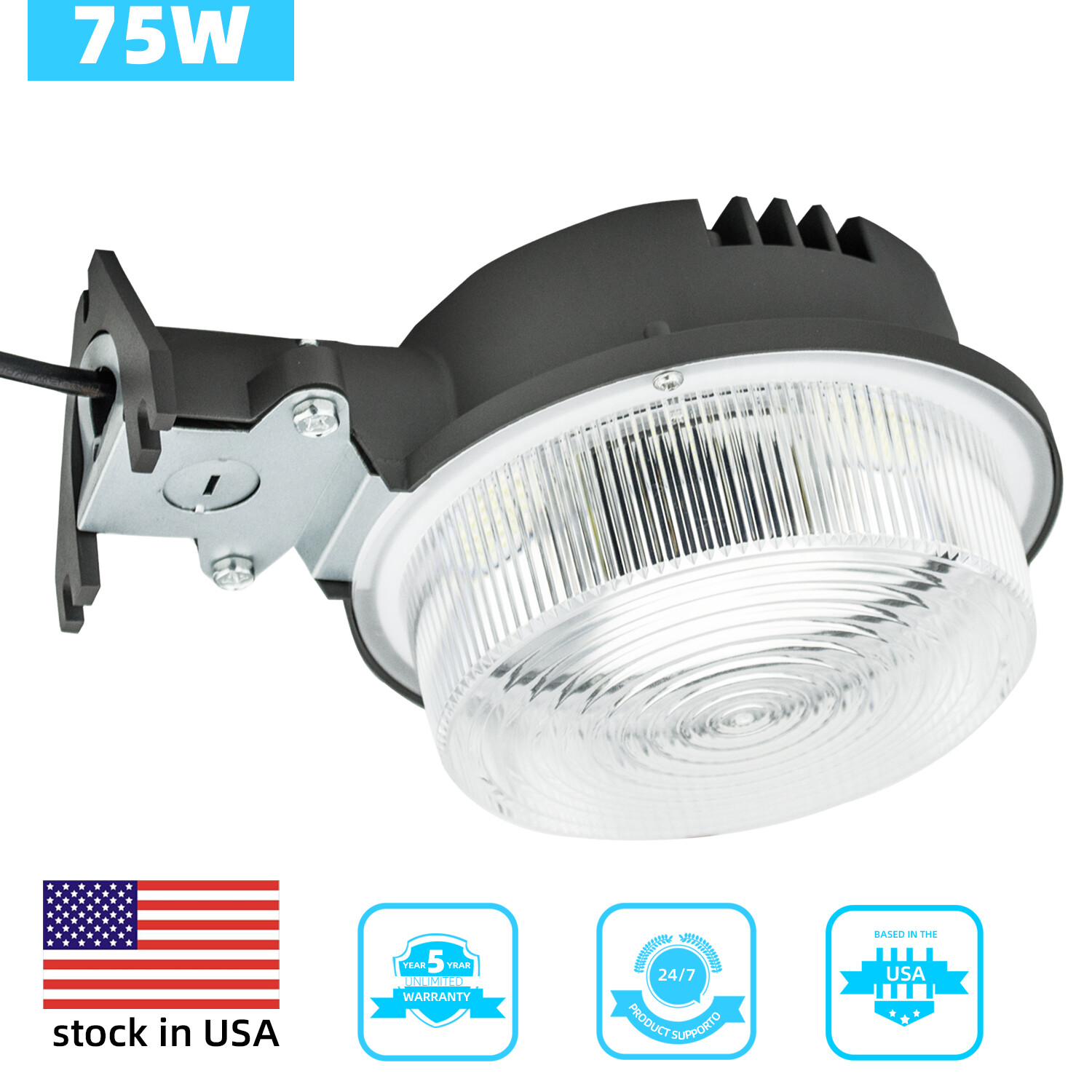 Outdoor LED Light 75W Photocell Dusk to Dawn Barn Light Waterproof Yard Security gallery