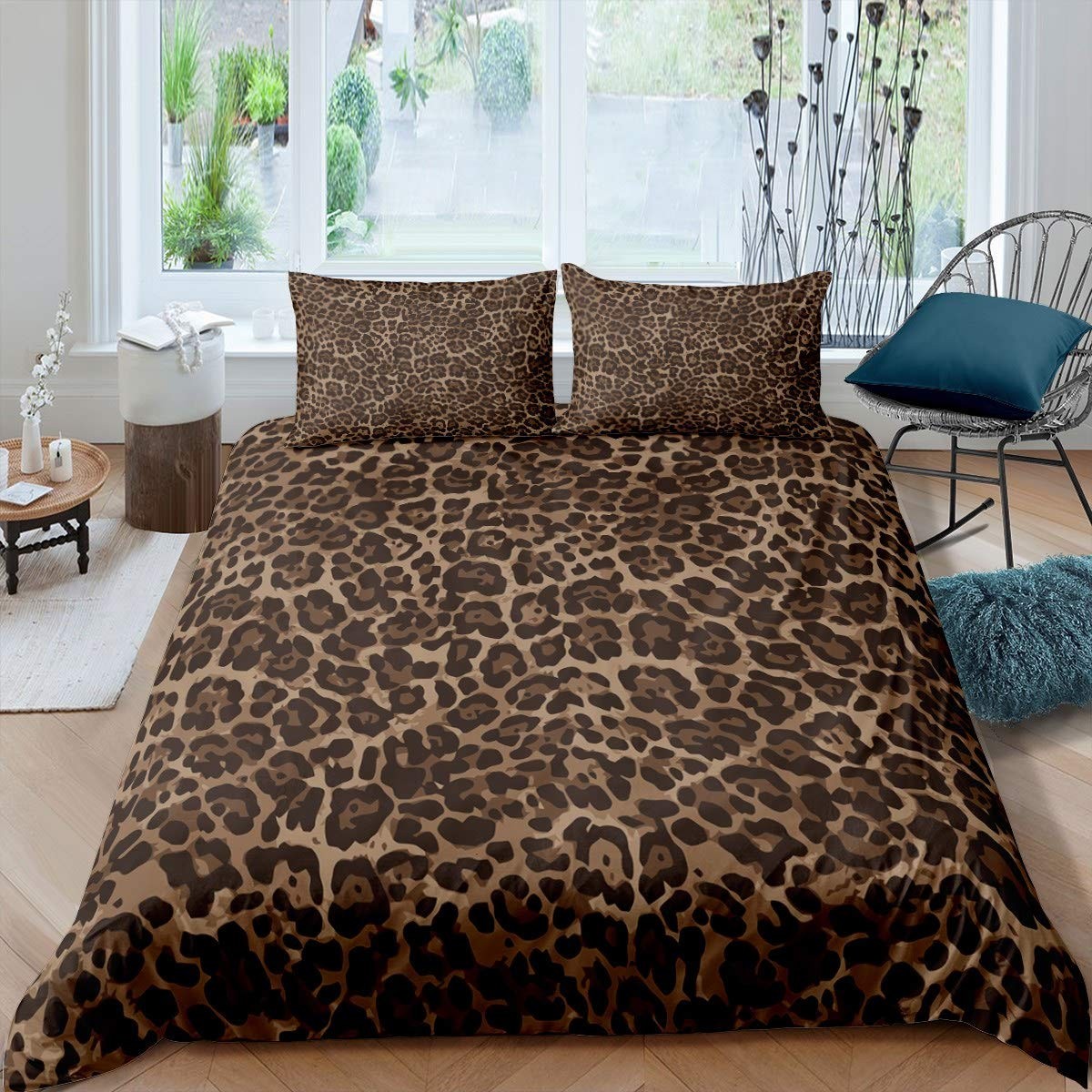 Erosebridal Leopard Print Comforter Cover Queen Cheetah Bedding Set Geometric... gallery