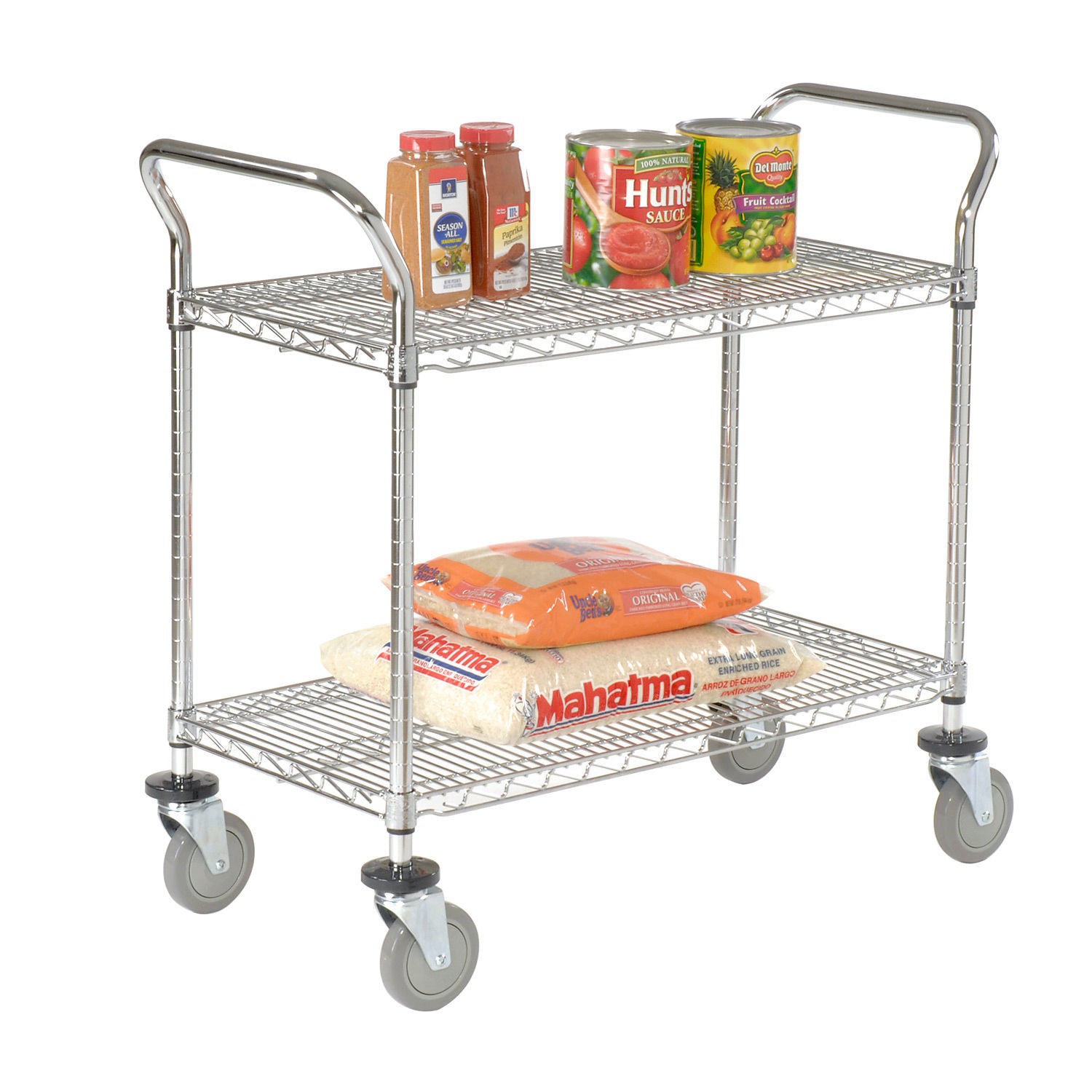 Nexel Chrome Utility Cart w/2 Shelves Poly Casters 1200 lb. Capacity 42"L x gallery