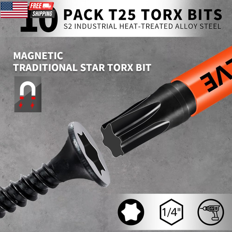 12-Pack Impact Security Torx Bit Set (T5-T40) 3-Inch Long, S2 Steel, Professiona gallery