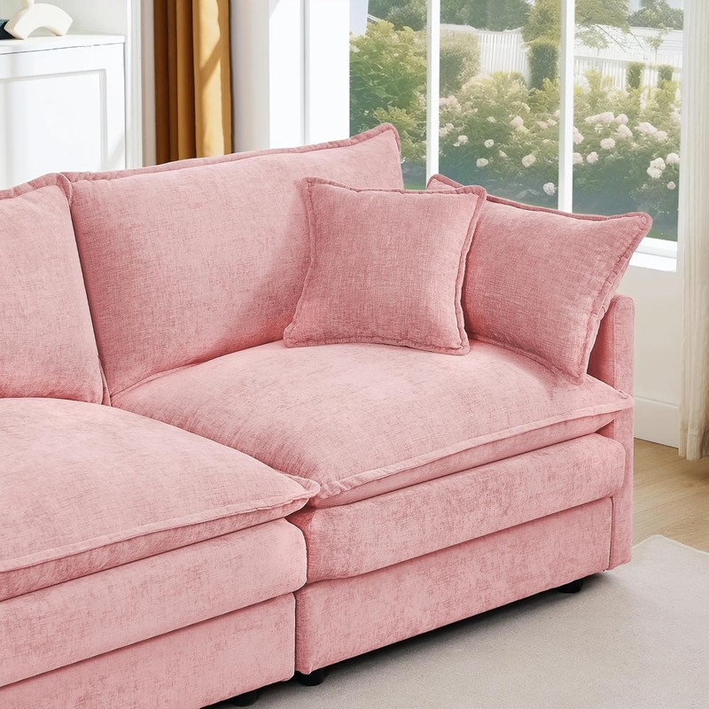 Oversized L-Shaped Boneless Couch, Modular Sectional Sofa Bed W/ Movable Ottoman gallery