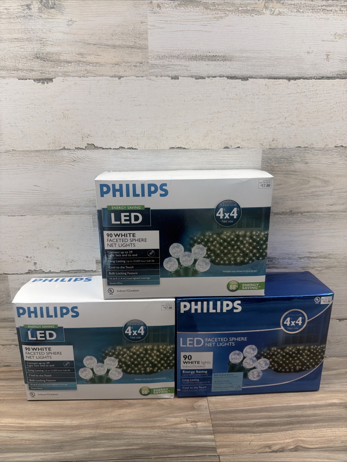 Philips Christmas Faceted LED Sphere Net White Lights 90 Count 3 Boxes New gallery